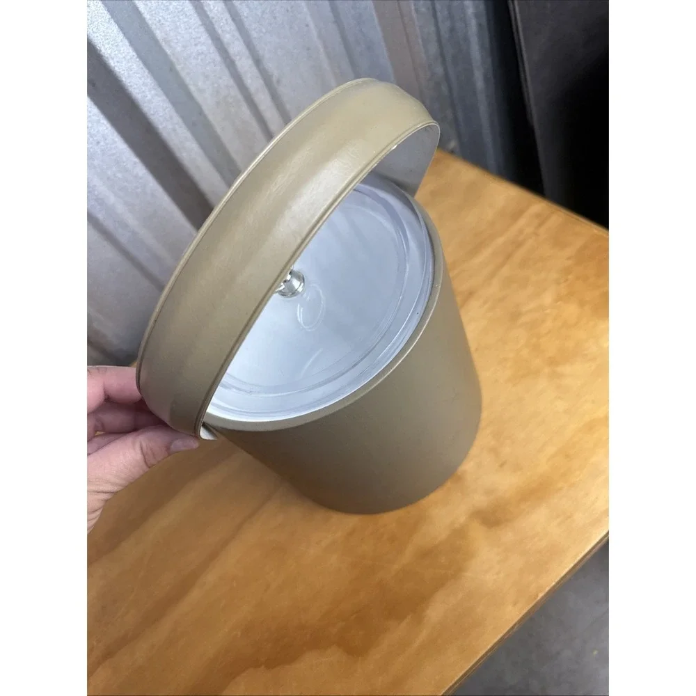 Vintage Georges Briard Faux Leather Ice Bucket Lid Beige MCM Acrylic Lid, Handle